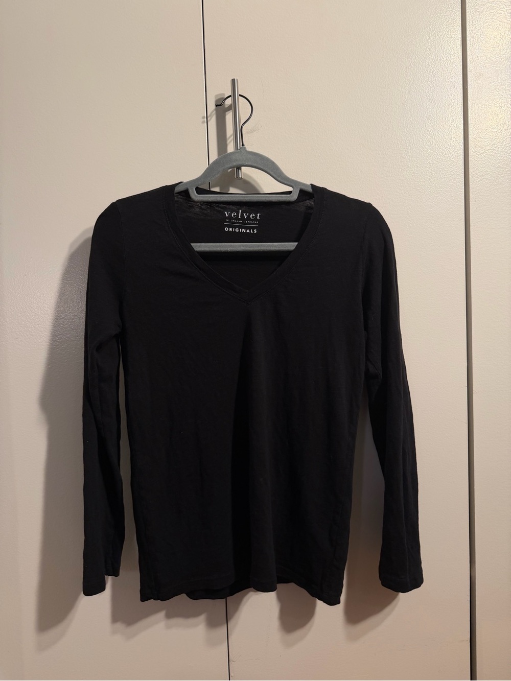Velvet Originals Black V-Neck Long Sleeve Shirt